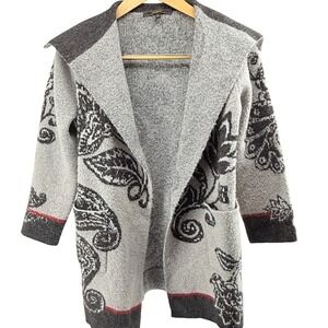 Lovely Maxsport Women's Gray Floral Print Hooded Cardigan‎ Sweater Size S